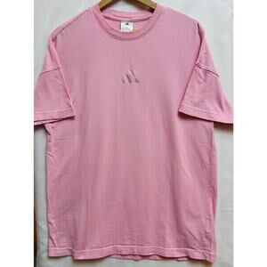 Adidas All SZN Tee Men’s Medium Cotton PINK 3-Bar logo Embroidered